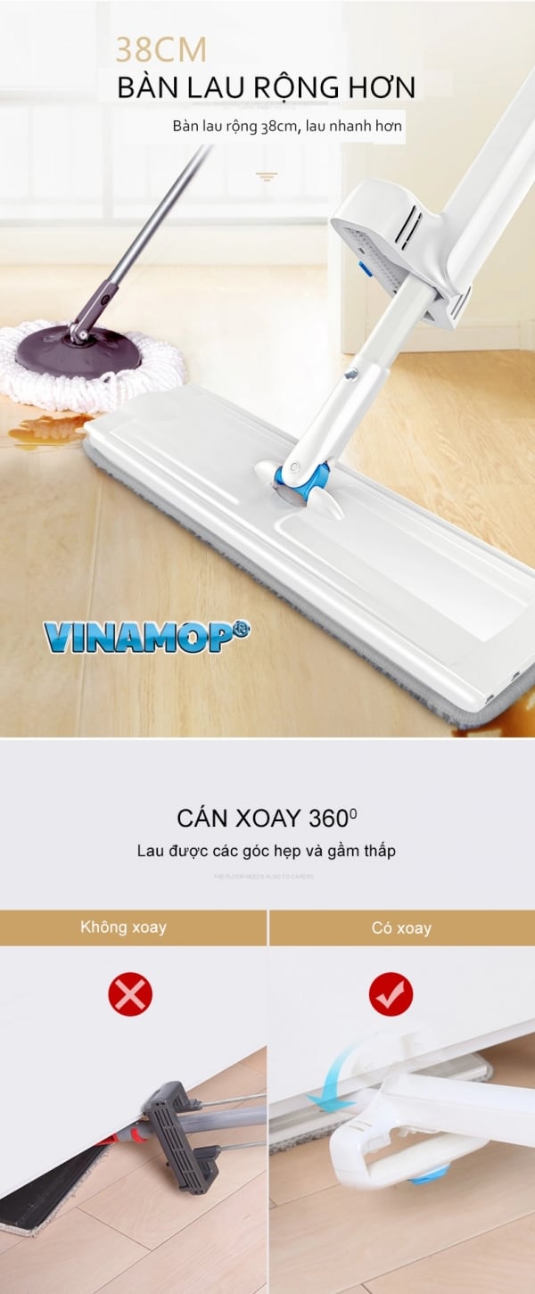 Cây lau nhà chữ nhật tự vắt VNM-01 - Ảnh 4