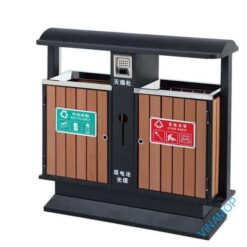 Thùng rác đôi giả gỗ có mái che DA-200C