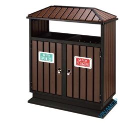 Thùng rác đôi giả gỗ ngoài trời DA-200E