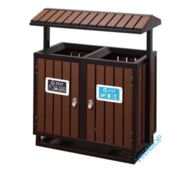 Thùng rác đôi giả gỗ có mái che DA-200H