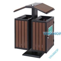 Thùng rác treo đôi giả gỗ  DA-200I