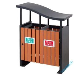 Thùng rác đôi giả gỗ có mái che dốc DA-200J